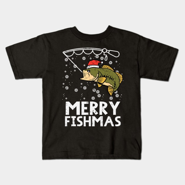 Merry Fishmas Fish Fishing Xmas Christmas Dad Kids T-Shirt by kasperek